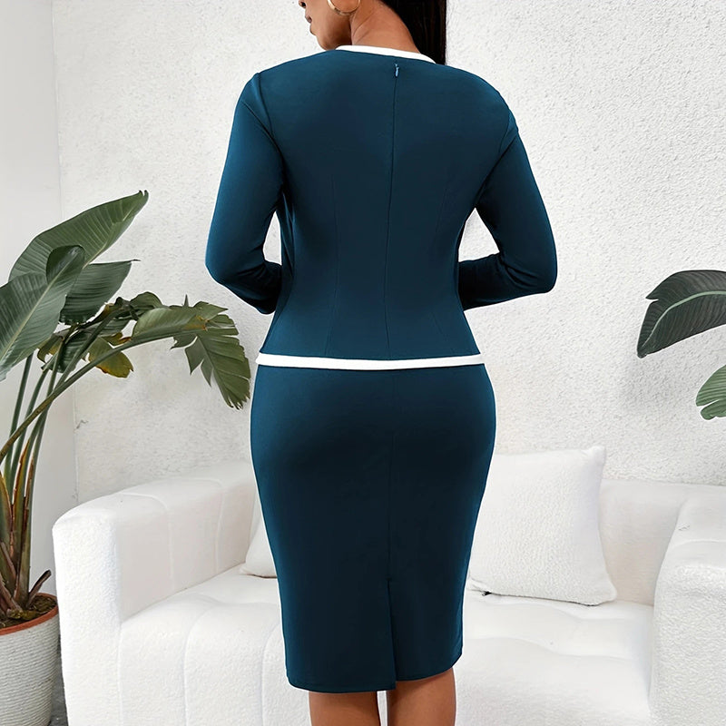 Women's Square Neck Half Sleeve Office Dress