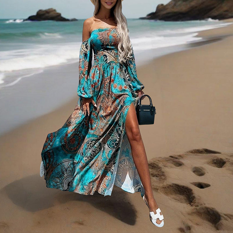 Women's Strapless Off-Shoulder Long Sleeve A-Line Dress