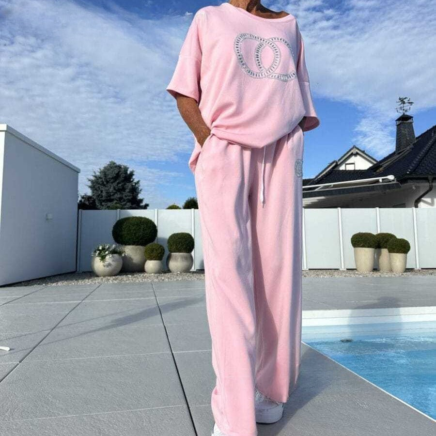 Women's Casual Fashion Tops Trousers 2 Pieces Suit