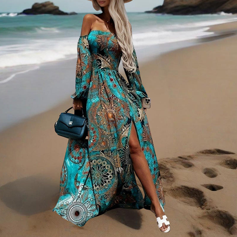 Women's Strapless Off-Shoulder Long Sleeve A-Line Dress