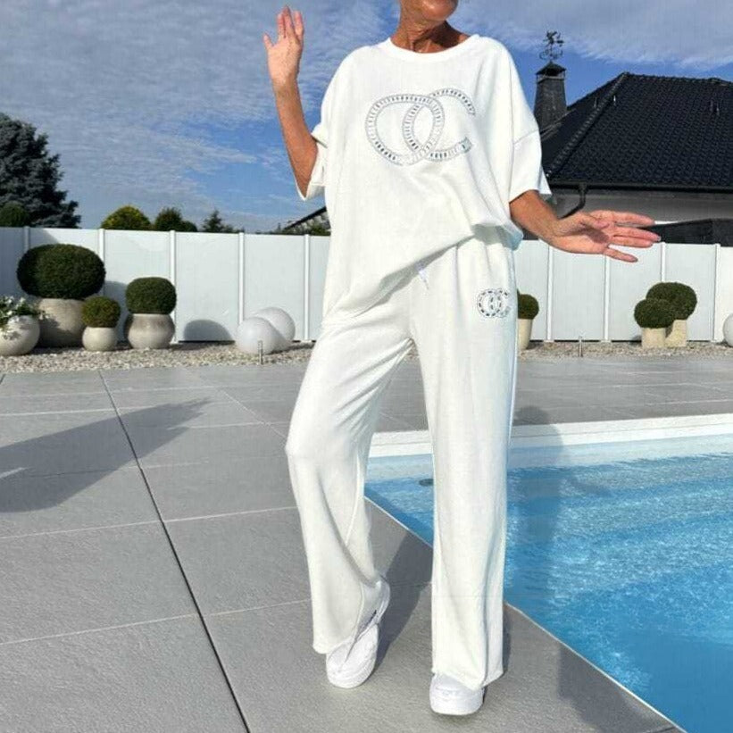 Women's Casual Fashion Tops Trousers 2 Pieces Suit