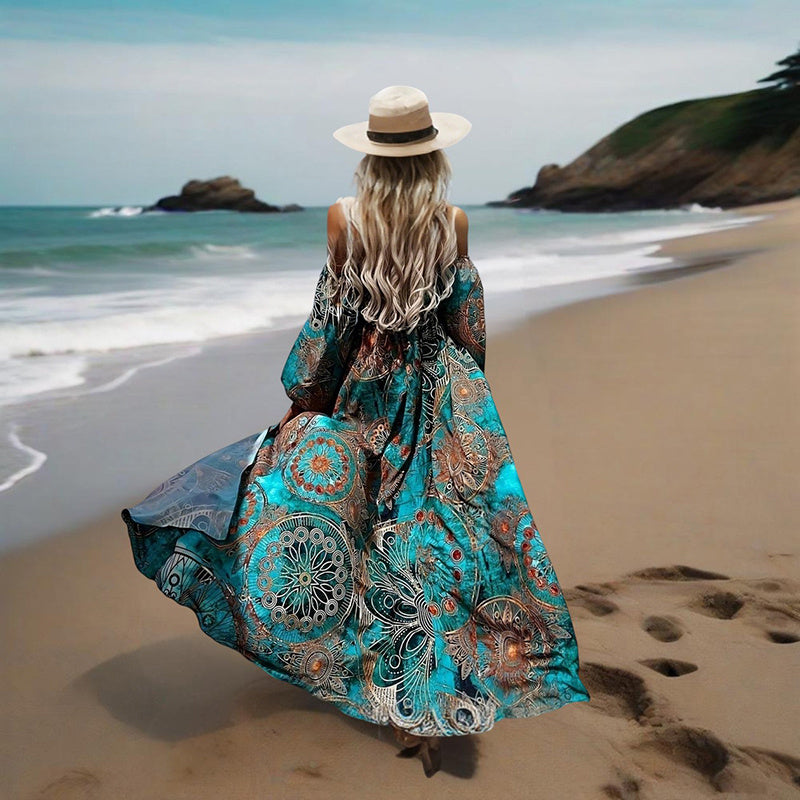 Women's Strapless Off-Shoulder Long Sleeve A-Line Dress