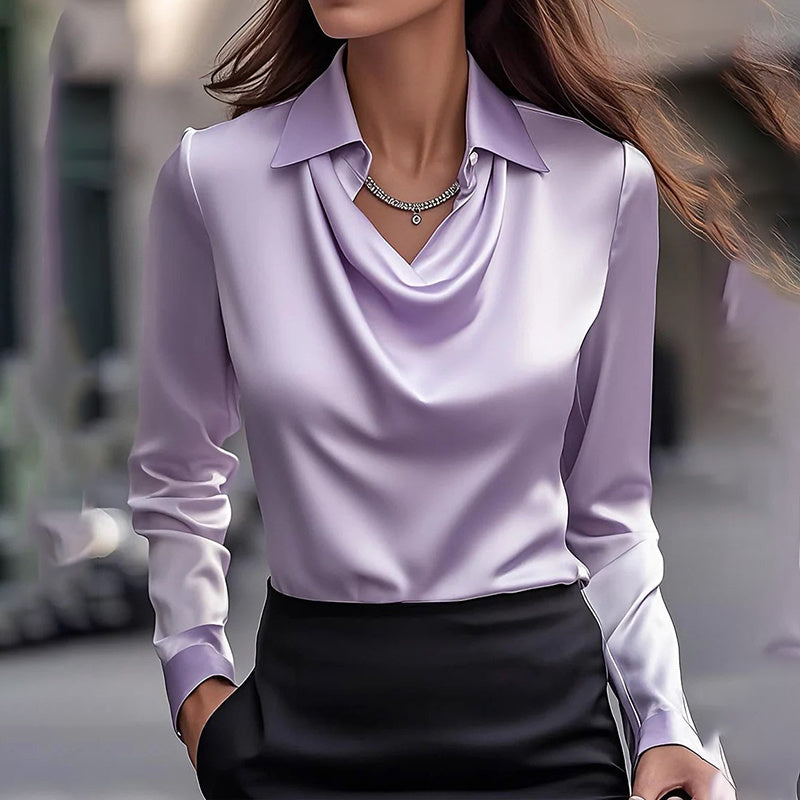 Lapel Top With Ruched Chest Detail Office & Casual Wear