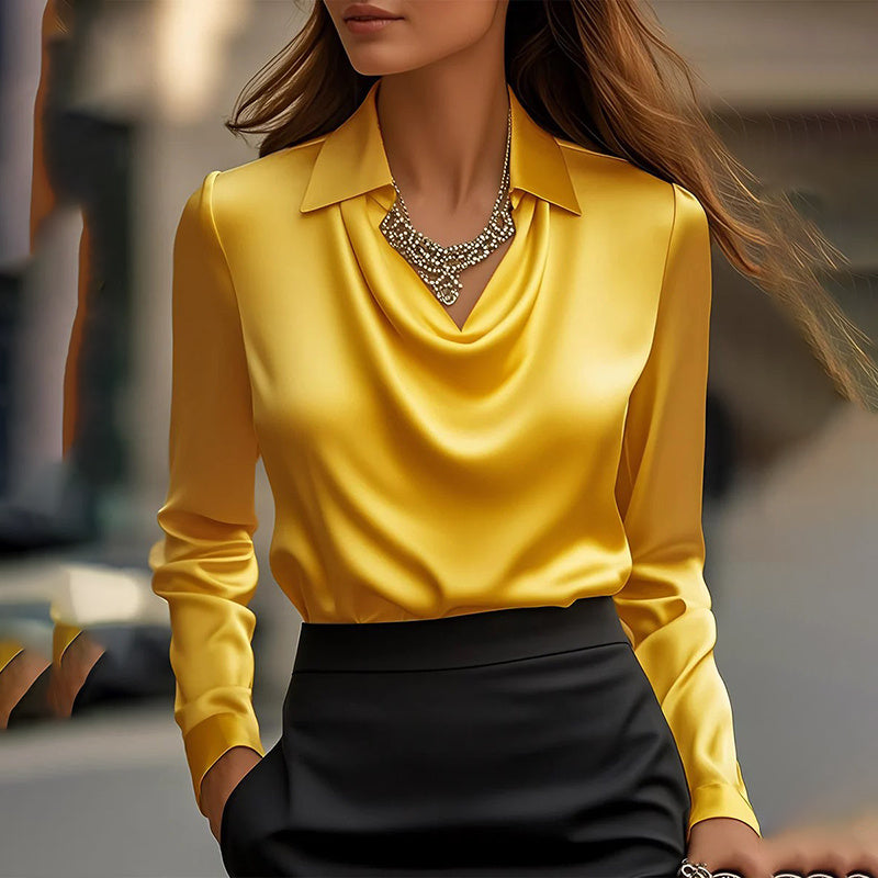 Lapel Top With Ruched Chest Detail Office & Casual Wear